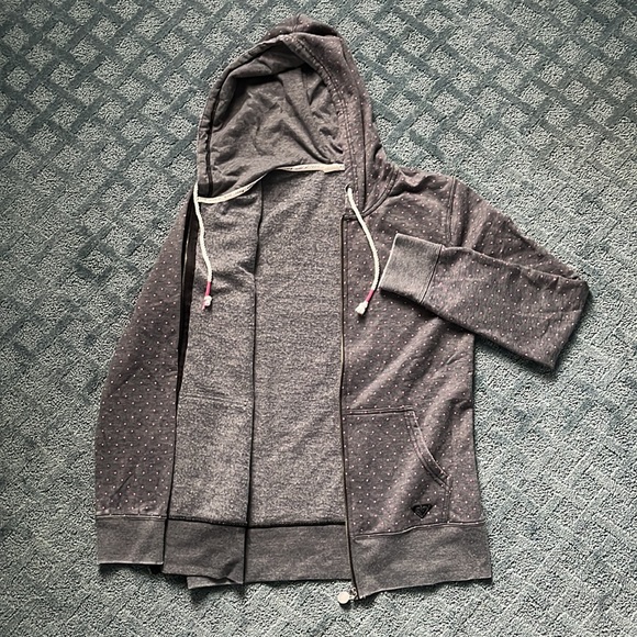 Roxy women’s grey with pink dots zip up sweater extra large - Picture 4 of 4